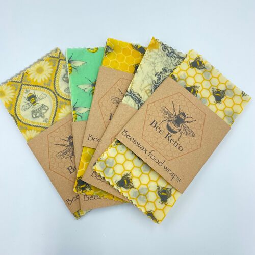 Bees- Small Pack of Three beeswax food wraps