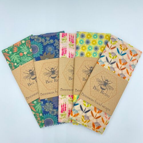 Floral- Small Pack of three beeswax food wraps