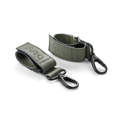leather stroller straps - forest green