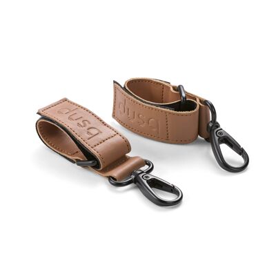 leather stroller straps - sunset cognac