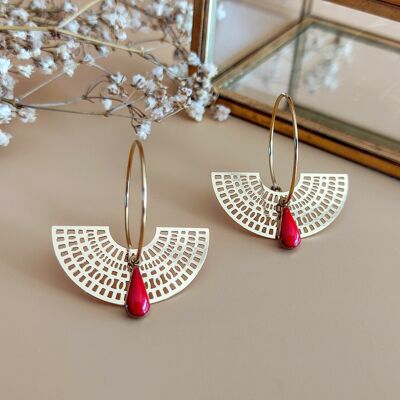 Boucles d'oreilles La Lunaire coloris rouge