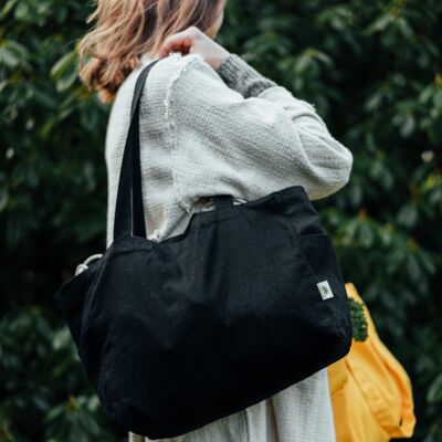 Stofftasche lag mit Taschen schwarz