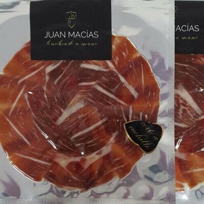 SLICED HAM CEBO FIELD IBÉRICO 50% IBERIAN RACE (PACK OF 20 UNITS IN 80GR PACKAGES, SLICED WITH A KNIFE AND PACKAGED BY HAND)