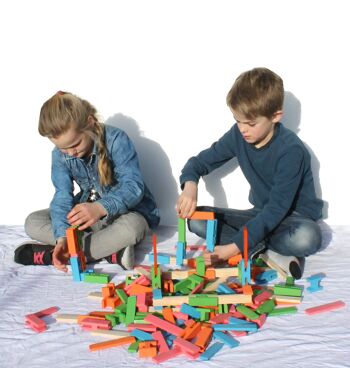 Luco Grand jouet en bois, jouet de construction STEM Learning Toys Kit de construction 144 pièces, jeu de construction éducatif amusant pour garçons et filles âgés de 3 4 5 6 7 8 9 10 ans 7