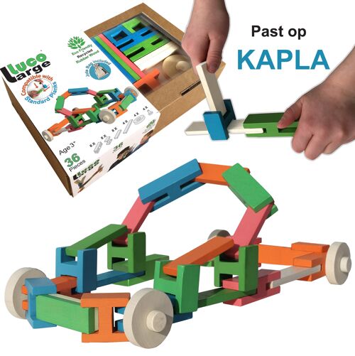 Luco Large Blocks fit Kapla and Keva with Wheels 36 Pieces