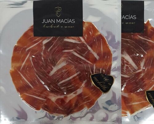 Jamón loncheado selección juan macías ( pack de 15 unidades en sobres de 80gr  loncheado  a cuchillo y envasado a mano)