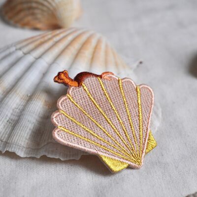 Badass mermaid embroidered brooch