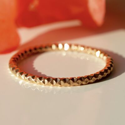 Gelbgold Diamantschliff Ring, Gold gefüllt stapelbar, Diamant Textur, 14k Gold gefüllt, auf Bestellung gefertigt