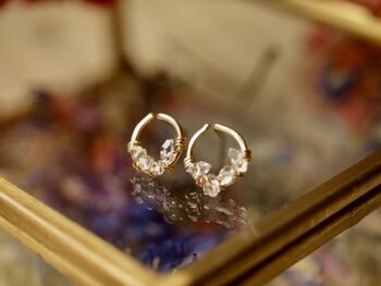 Très petites Cercle boucles d’oreilles avec Diamante de Herkimer, Quartz 2