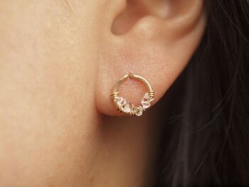 Très petites Cercle boucles d’oreilles avec Diamante de Herkimer, Quartz 3