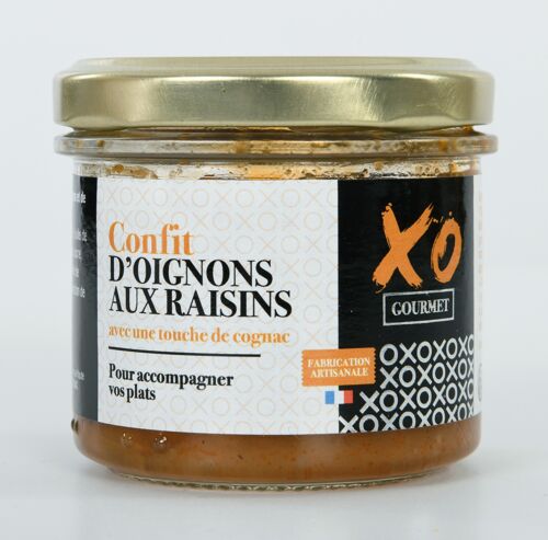 Confit d'oignons aux raisins avec une touche de cognac XO