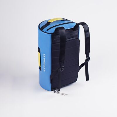 Duffel bag upcycled blue and yellow - HORS BORD 35 L