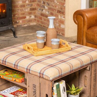 Red Cairngorm Apple Crate Coffee Table Ottoman