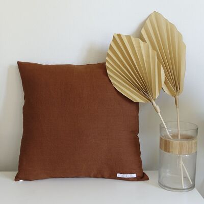 Cinnamon Linen Throw Pillow Cover