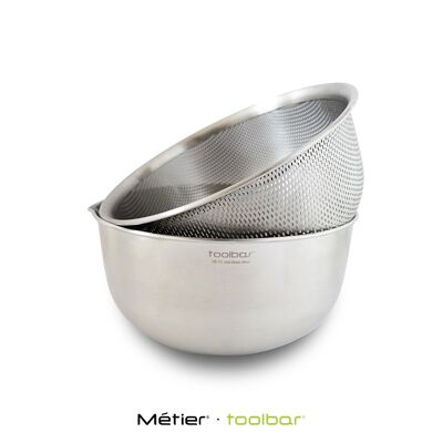 Toolbar 18/10 Stainless Steel Nesting Mixing Bowl and Colander Set -  21cm - Cookware