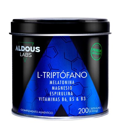 L-triptófano con Melatonina, Magnesio, Espirulina y Vitaminas Aldous Labs | 200 Cápsulas