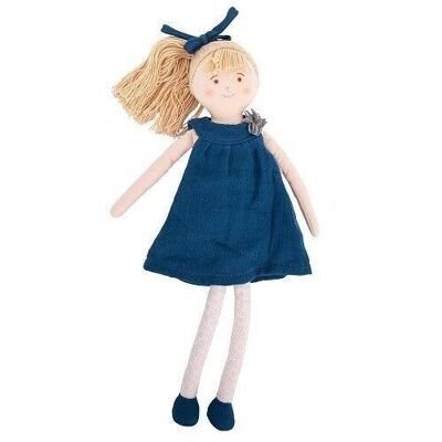 Doll in Dress 30Cm - Organic Cotton Denim Blue