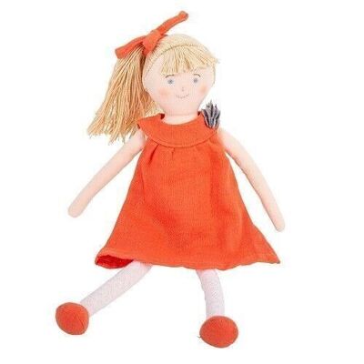 Doll in Dress 30Cm - Coral Organic Cotton