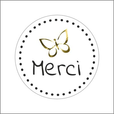 Merci - greeting label - roll of 500 pieces
