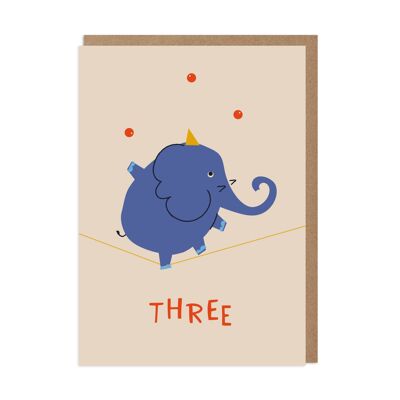 Circus Three Kids 3rd Birthday Card