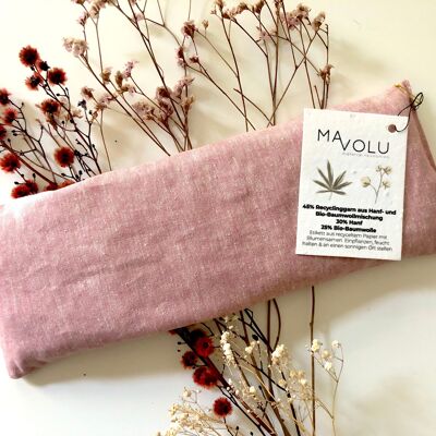 Hemp cherry stone pillow HOYA pink - 32cm x 11cm
