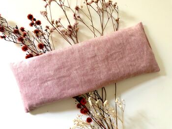 Coussin en chanvre et noyaux de cerise HOYA rose - 32cm x 11cm 2