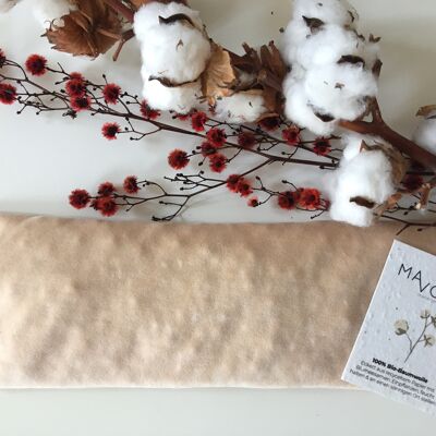 Organic cotton cherry pit cushion VELVET beige - 32cm x 11cm