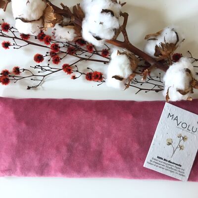 Coussin noyau de cerise en coton bio VELVET rose - 32cm x 11cm