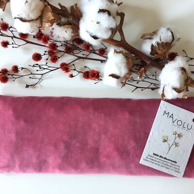 Organic cotton cherry pit cushion VELVET pink - 32cm x 11cm