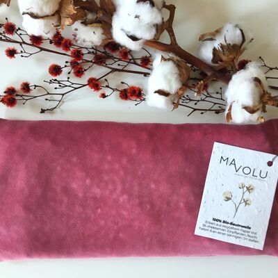Organic cotton cherry pit cushion VELVET pink - 32cm x 14cm