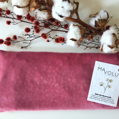 Organic cotton cherry pit cushion VELVET pink - 32cm x 14cm