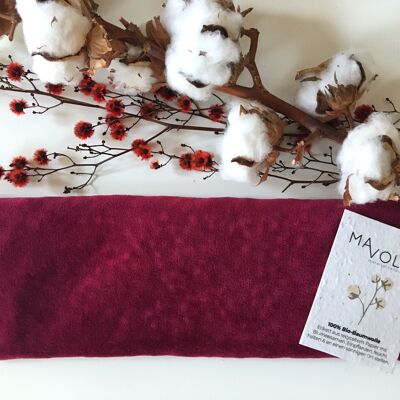 Organic cotton cherry pit cushion VELVET burgundy - 32cm x 11cm