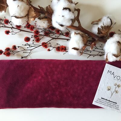 Organic cotton cherry pit cushion VELVET burgundy - 32cm x 11cm