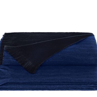 Plaid/Throw Double Royal, Cobalt Blue - Alpaca Wool