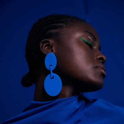 Blue oval dangle earrings