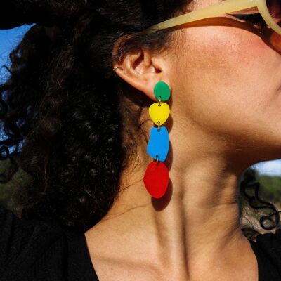 RGB oval multi coloured earrings