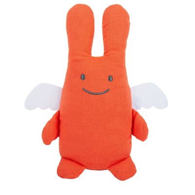 Angel Rabbit Comforter with Rattle 20Cm - Organic Cotton Coral