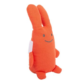 Ange Lapin Doudou avec Hochet 20Cm - Coton Bio Corail 2