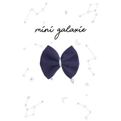 Mini bow hair clip - midnight blue plumetis