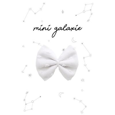 Mini bow hair clip - white plumetis