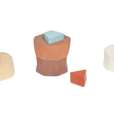 Montessori - Convex & Concave Stacking Column - Stack, Flush, Hide - 24M + Wooden Toy