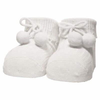 Newborn socks RIB/POMPOM white