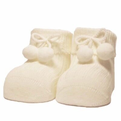 Neugeborene Socken RIB / POMPOM aus Weiß