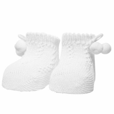 Newborn socks JACQUARD/POMPOM white