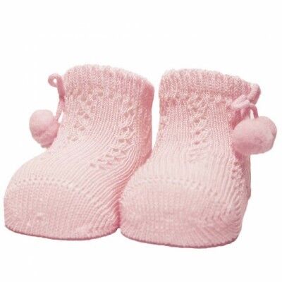 Newborn socks JACQUARD/POMPOM soft pink