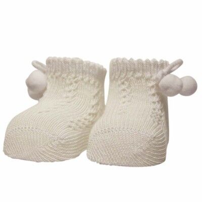 Neugeborene Socken JACQUARD / POMPOM aus Weiß