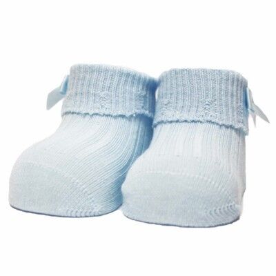 Newborn socks RIB/BOW soft blue