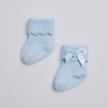 Chaussettes nouveau-né RIB / BOW bleu doux 2