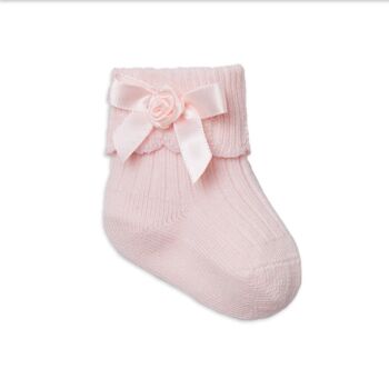 Chaussettes nouveau-né RIB / BOW rose tendre 2