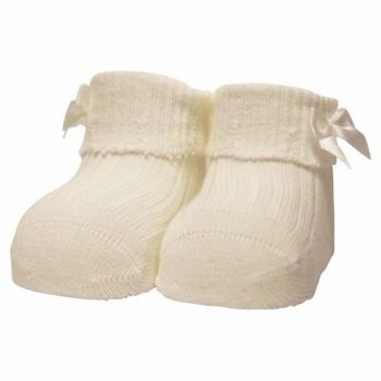 Chaussettes nouveau-né RIB / BOW blanc cassé 1